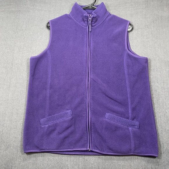 Jason Maxwell Womens Purple Fleece Vest Size Large Full Zip With Pockets - Picture 1 of 10